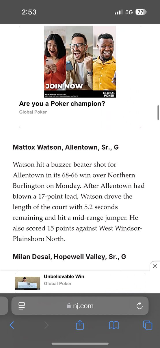 Big accomplishment of winning conference player of the week for last week. Hoping to keep momentum going as the playoffs start to roll around. <a href="/KevinMoses38/">Kevin Moses LLC</a>