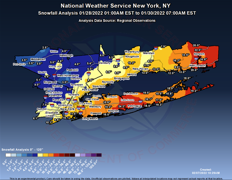 NWSNewYorkNY's tweet photo. It is the 3 year anniversary of the major snowstorm that impacted our area, with the hardest hit areas being east of NYC.  Click the link for the details on this historic storm from 3 years ago: https://t.co/5hjCXqL889 https://t.co/MSOm9RIX6U