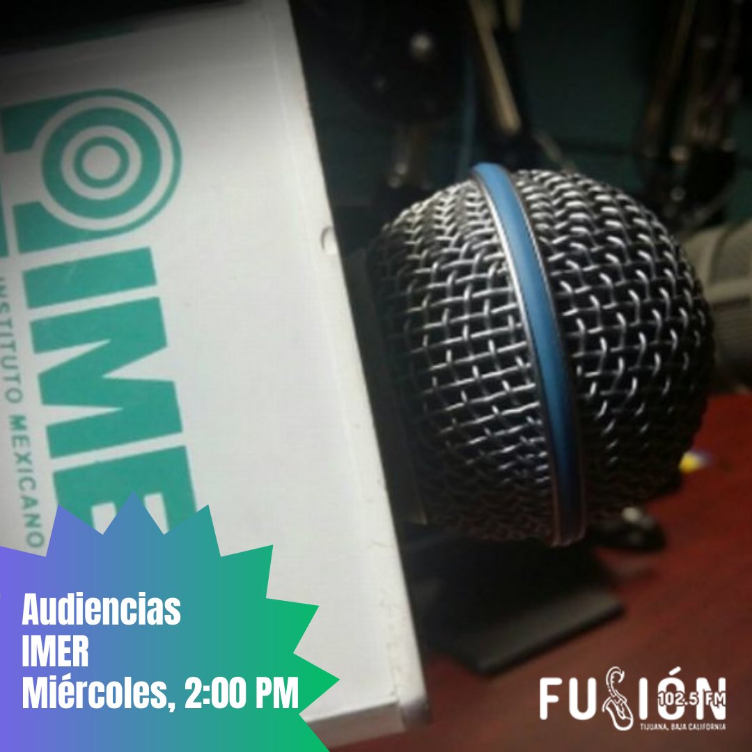 Escucha <a href="/AudienciasIMER/">Defensoría de las Audiencias del IMER</a>, un espacio para impulsar el ejercicio de la libertad de expresión y el derecho de acceso a la información; conduce Laura Martínez, titular de la Defensoría de las Audiencias IMER.
WA 6643499945 📲
🕑 2:00 PM
📻102.5 FM
📲 imer.mx/fusion  App IMER