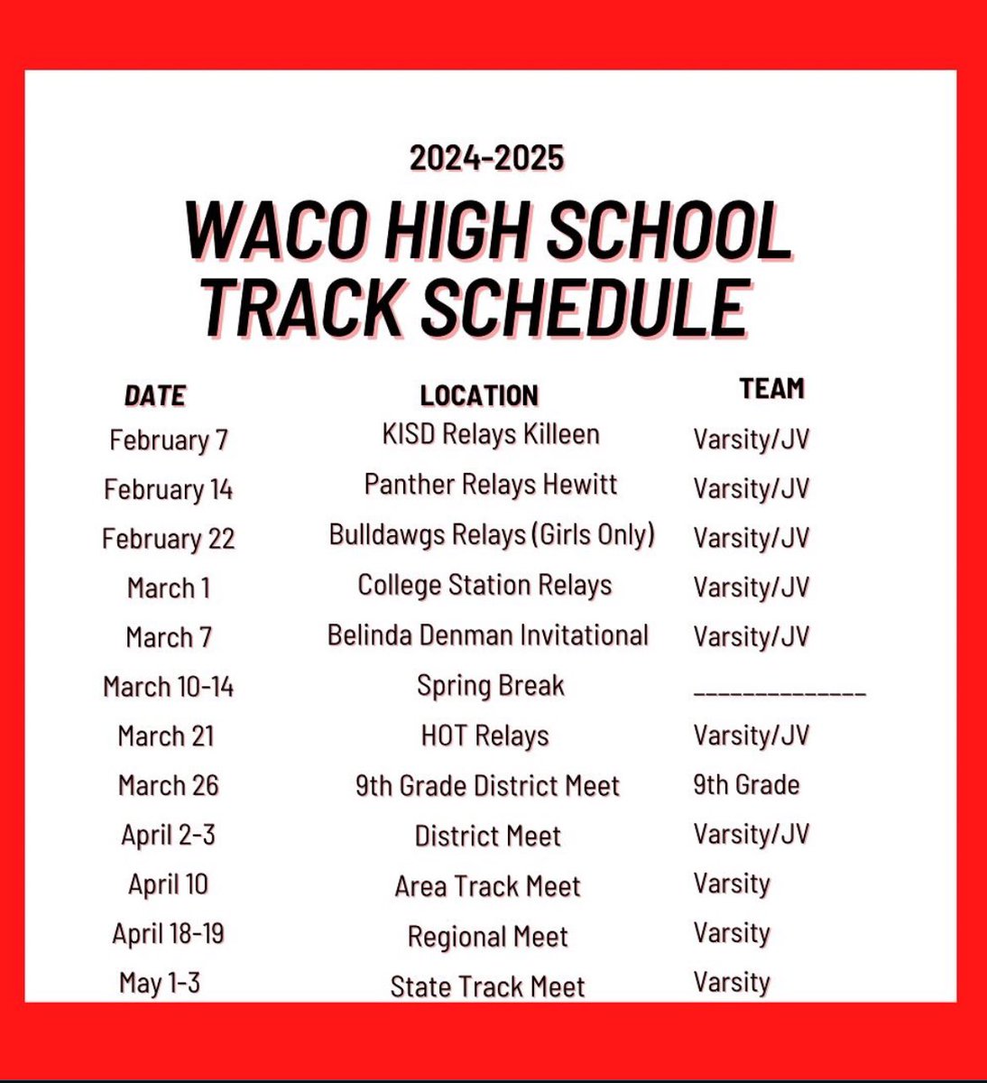 Updated Track Schedule!