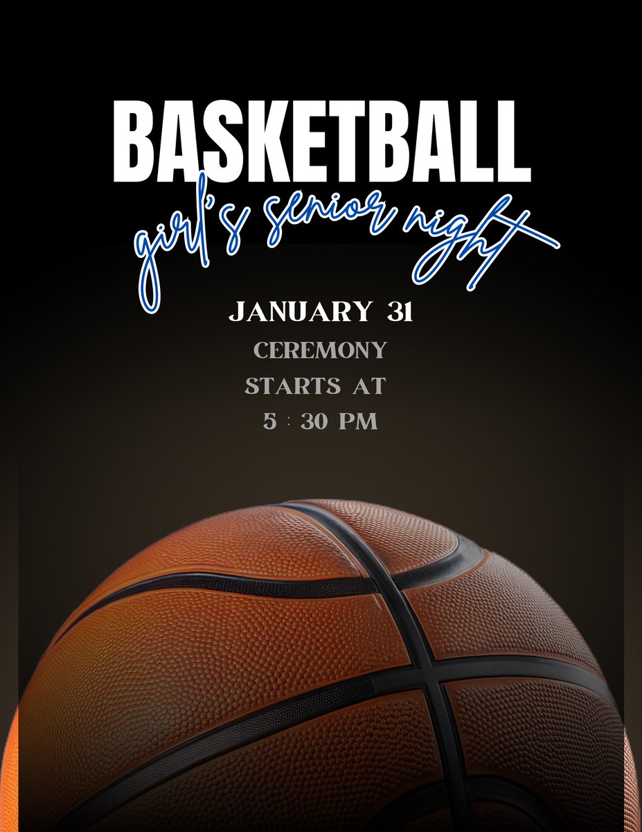 Families, come out &amp; help us celebrate our incredible Girls Basketball seniors on Jan. 31st at 5:30 PM! Let’s show them how much we appreciate their hard work &amp; dedication by making this night extra special.
Bring your school spirit &amp; let’s cheer them on together! See you there!