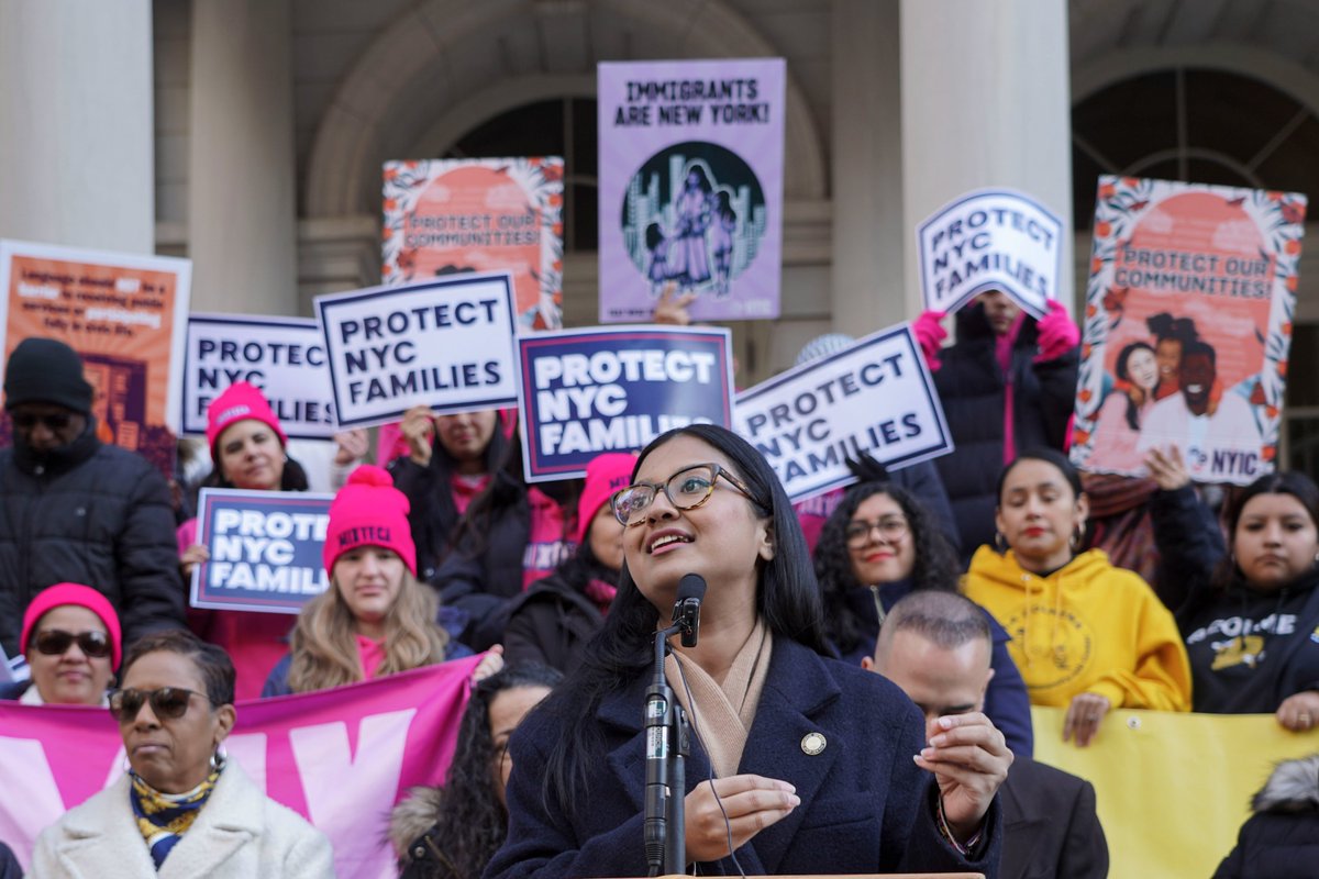 Council Member Shahana Hanif (@cmshahanahanif) on Twitter photo Proud to stand with <a href="/thenyic/">New York Immigration Coalition (NYIC)</a>, <a href="/NYCSpeakerAdams/">Adrienne Adams</a>, <a href="/NYCCouncilAyala/">NYC Council Deputy Speaker Diana Ayala</a>, <a href="/CMAlexaAviles/">Alexa Avilés</a>, and advocates this morning, as <a href="/NYCCouncil/">New York City Council</a> launched the Community Interpreter Language Bank & Protect NYC Families initiative, a $2M+ investment to protect and support our immigrant communities. Proud to stand with <a href="/thenyic/">New York Immigration Coalition (NYIC)</a>, <a href="/NYCSpeakerAdams/">Adrienne Adams</a>, <a href="/NYCCouncilAyala/">NYC Council Deputy Speaker Diana Ayala</a>, <a href="/CMAlexaAviles/">Alexa Avilés</a>, and advocates this morning, as <a href="/NYCCouncil/">New York City Council</a> launched the Community Interpreter Language Bank & Protect NYC Families initiative, a $2M+ investment to protect and support our immigrant communities.