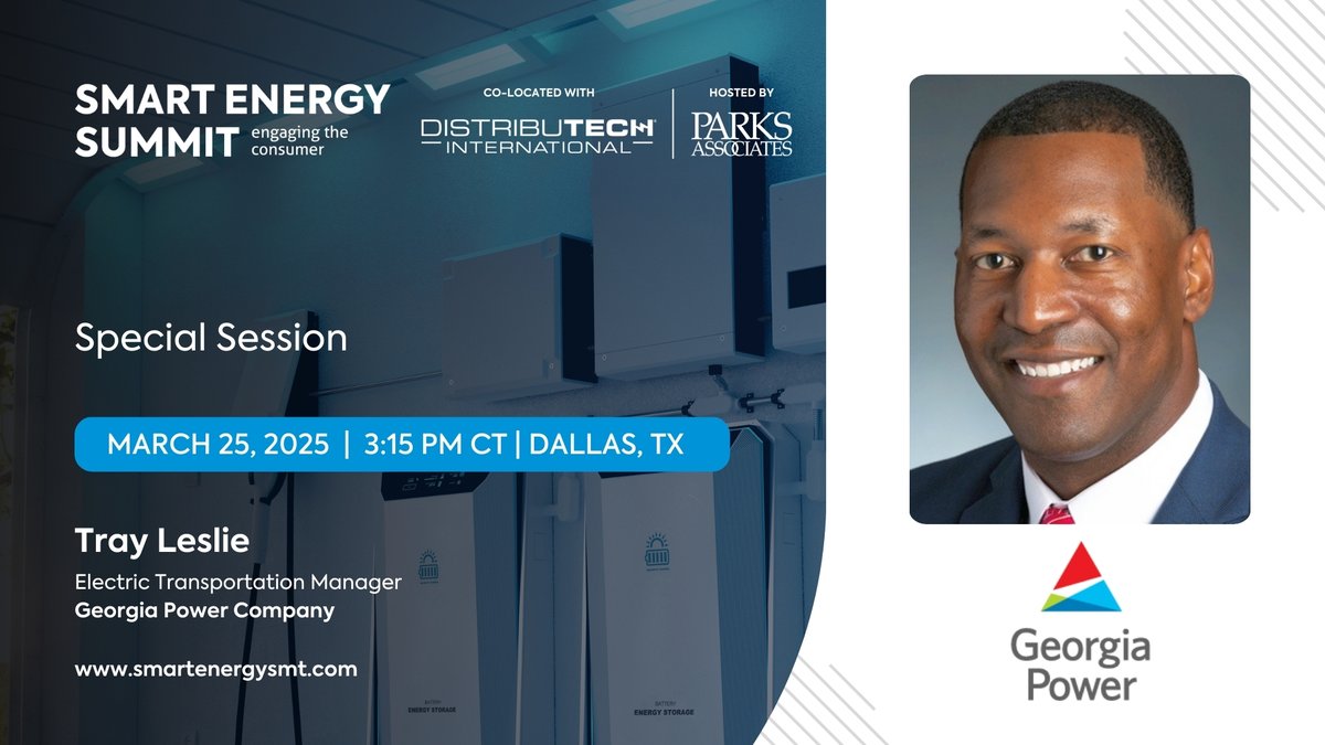 🎤 Join us in welcoming Tray Leslie, Renewable Development Manager - Customer Engagement, Georgia Power Company as a #SmartEnergy25 at #DISTRIBUTECH25 speaker on March 25, at 3:15 PM, CT!

⚡Register for Smart Energy Summit: xpressreg.net/register/DIST0…
