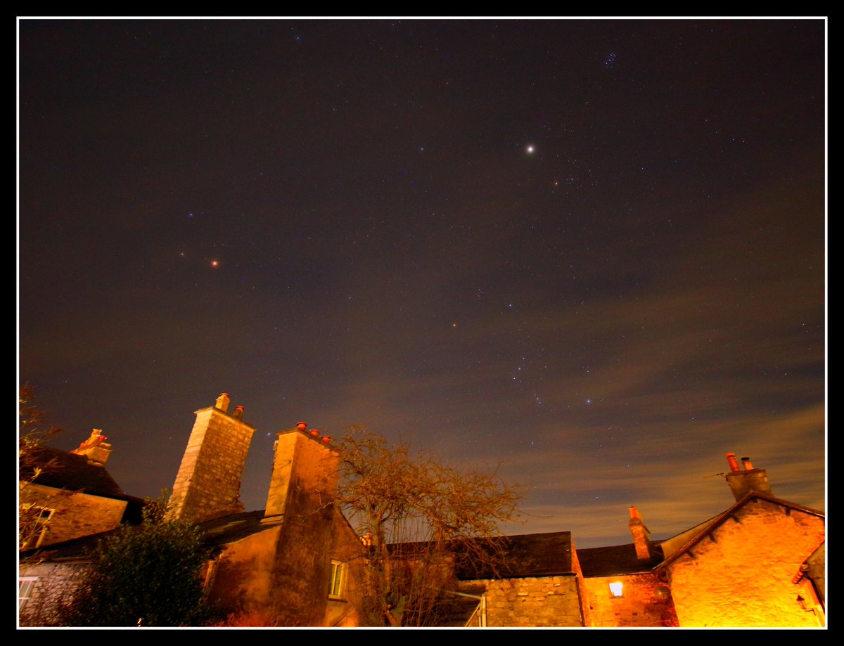 Took advantage of a rare clear night in Kendal to take some planet portraits tonight, all taken using a Canon 700D DSLR on a (vintage!)  <a href="/iOptron/">iOptron Corp.</a> SkyTracker... 1) wide field showing Mars and Jupiter with the stars of Orion and Taurus...