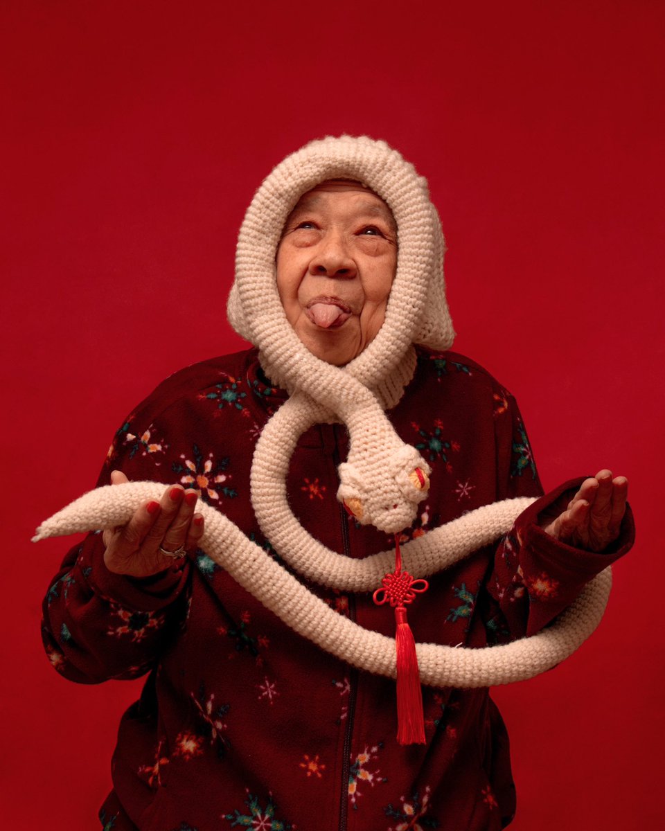 i made a snake balaclava in celebration of chinese new years for my friend’s baddie grandmother and they both snapped 😭😭😭😭 omg im so in love!!!!!!