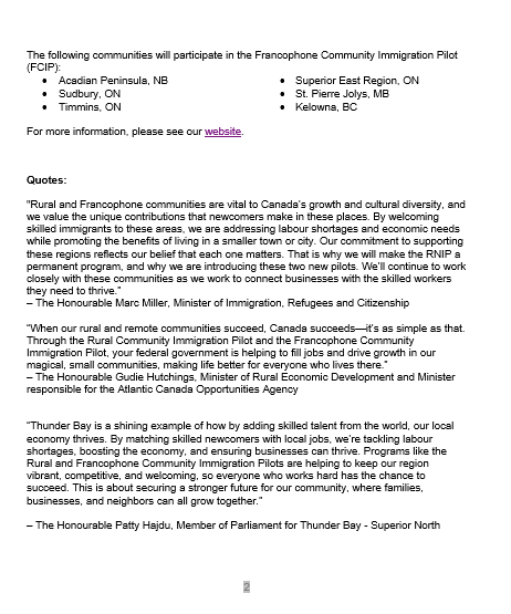 TTRRMK's tweet image. Rural Community Immigration Pilot Communities and Francophone Community Immigration Pilot communities have been announced (but I can't find it publicly posted anywhere) #RNIP #RCIC #FCIP #cndimm #PR