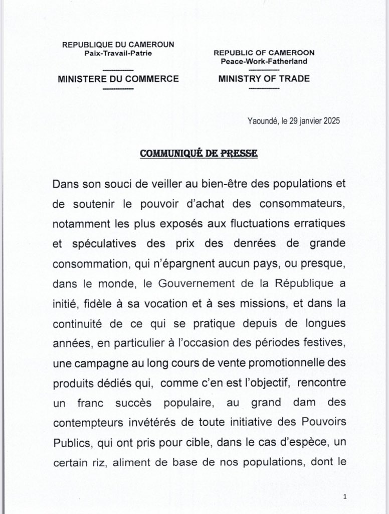 MincommerceCMR's tweet photo. 𝗨𝗥𝗚𝗘𝗡𝗧 🚨🚨🚨 https://t.co/xA9vIFafnb