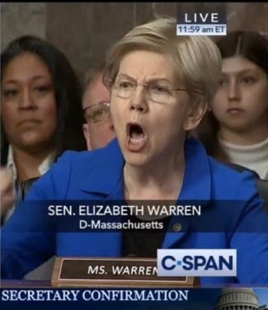 CatFin45's tweet photo. So embarrassing to have people like this in congress who get  thousands of dollars from big pharma acting unhinged at @RFKJr_Official
#ConfirmRFKJr @SenWarren #sheneedstogo #unhinged #cringe https://t.co/FMehpIKqsH