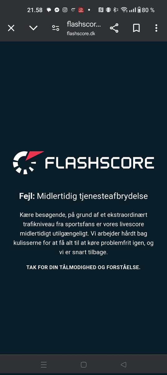 Hård aften for flashscore. VM kvartfinaler og en milliard afgørende kampe i CL var alligevel i overkanten 😅
#hndbld #CLdk