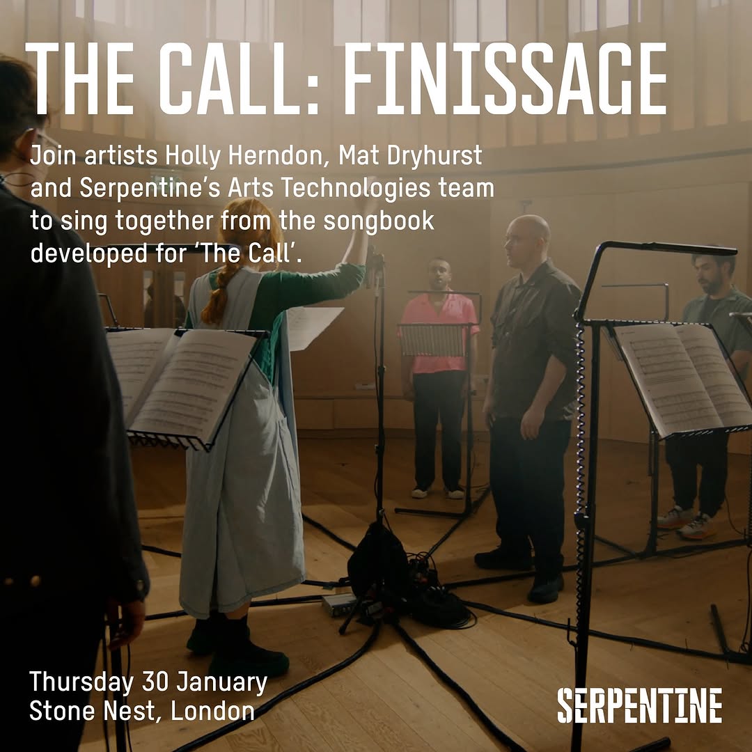 Fellowship (@fellowshiptrust) on Twitter photo THE CALL
We’d love to invite you to a special choral event marking the final days of The Call, an exhibition by <a href="/hollyherndon/">Holly Herndon</a> and <a href="/matdryhurst/">Mat Dryhurst</a> at <a href="/SerpentineUK/">Serpentine</a>. On Thursday, 30 January, we’ll gather at Stone Nest from 6:30pm, with singing starting at 7pm. This is the last THE CALL
We’d love to invite you to a special choral event marking the final days of The Call, an exhibition by <a href="/hollyherndon/">Holly Herndon</a> and <a href="/matdryhurst/">Mat Dryhurst</a> at <a href="/SerpentineUK/">Serpentine</a>. On Thursday, 30 January, we’ll gather at Stone Nest from 6:30pm, with singing starting at 7pm. This is the last