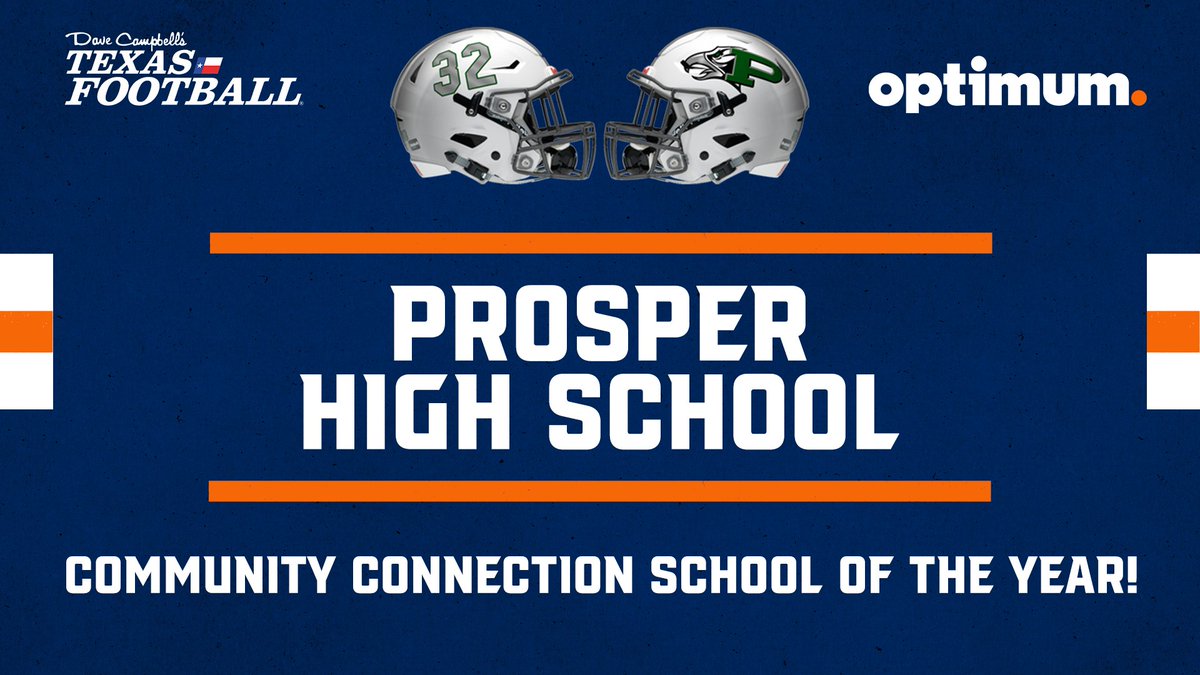 Dave Campbell's Texas Football — TexasFootball.com (@dctf) on Twitter photo Congratulations to Prosper High School on winning the contest for Community Connection School of the Year presented by <a href="/optimum/">Optimum</a>!
Prosper High School will receive a $2,500 donation thanks to the support of Optimum!
<a href="/ProsperEaglesFB/">Prosper Eagles FB</a> <a href="/PISD_Athletics/">ProsperISDAthletics</a> <a href="/ProsperHS/">Prosper High School</a> <a href="/ProsperISD/">Prosper ISD</a> Congratulations to Prosper High School on winning the contest for Community Connection School of the Year presented by <a href="/optimum/">Optimum</a>!
Prosper High School will receive a $2,500 donation thanks to the support of Optimum!
<a href="/ProsperEaglesFB/">Prosper Eagles FB</a> <a href="/PISD_Athletics/">ProsperISDAthletics</a> <a href="/ProsperHS/">Prosper High School</a> <a href="/ProsperISD/">Prosper ISD</a>