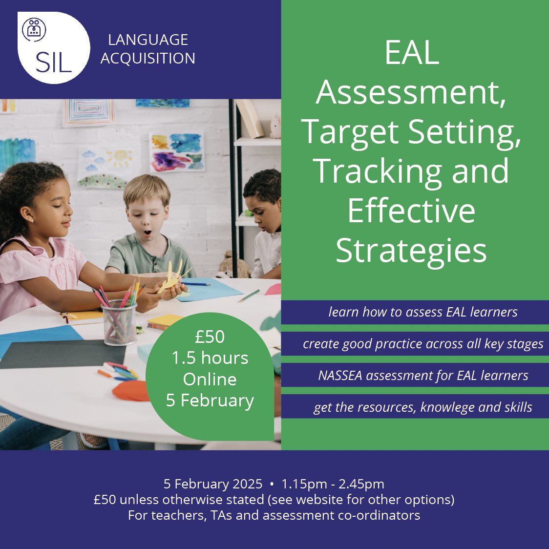 SIL Language Acquisition Service (@sil_languages) on Twitter photo Join us online, next week, for 90 minutes of EAL assessment training. Teachers, TAs & assessment coordinators will be given the skills, knowledge and resources for confident and supportive EAL assessments and practice. Just £50
schoolimprovementliverpool.co.uk/Training-Detai…
#EALassessments #EALsupport Join us online, next week, for 90 minutes of EAL assessment training. Teachers, TAs & assessment coordinators will be given the skills, knowledge and resources for confident and supportive EAL assessments and practice. Just £50
schoolimprovementliverpool.co.uk/Training-Detai…
#EALassessments #EALsupport