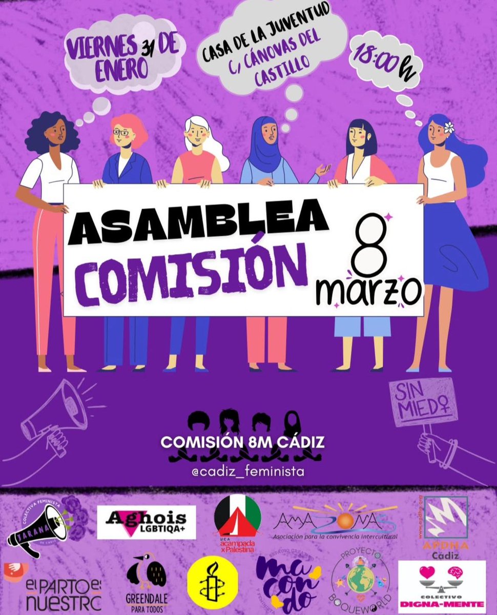 Nos vemos este viernes 31 de enero para ir organizando el 8 de marzo. ¡Bienvenidas, bienvenidos, bienvenides!!💜