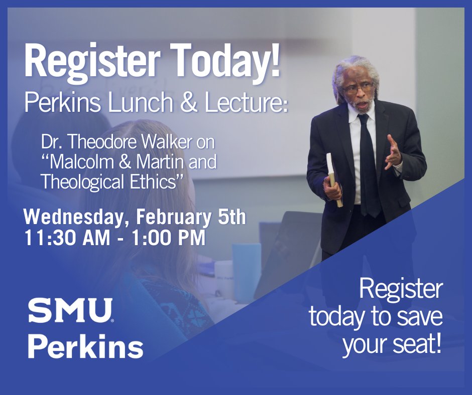 As Black History Month approaches, we invite prospective students to experience Perkins. Join next week’s Perkins Lunch &amp; Lecture as Dr. Theodore Walker explores Rev. Dr. Martin Luther King Jr.'s impact &amp; how theology shapes ethics.
bit.ly/40SUhBM