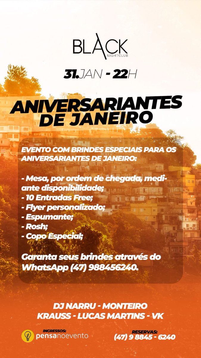 black_bnu's tweet photo. SEXTA TEM DJ NARRU NA BLACK! 💥
E brindes especiais para aniversariantes de janeiro! 🥳

Reservas tradicionais e de aniversário: https://t.co/HzOwcc5A3o
Ingressos antecipados: https://t.co/XcsFlpGDDb https://t.co/JqbqWBot1V