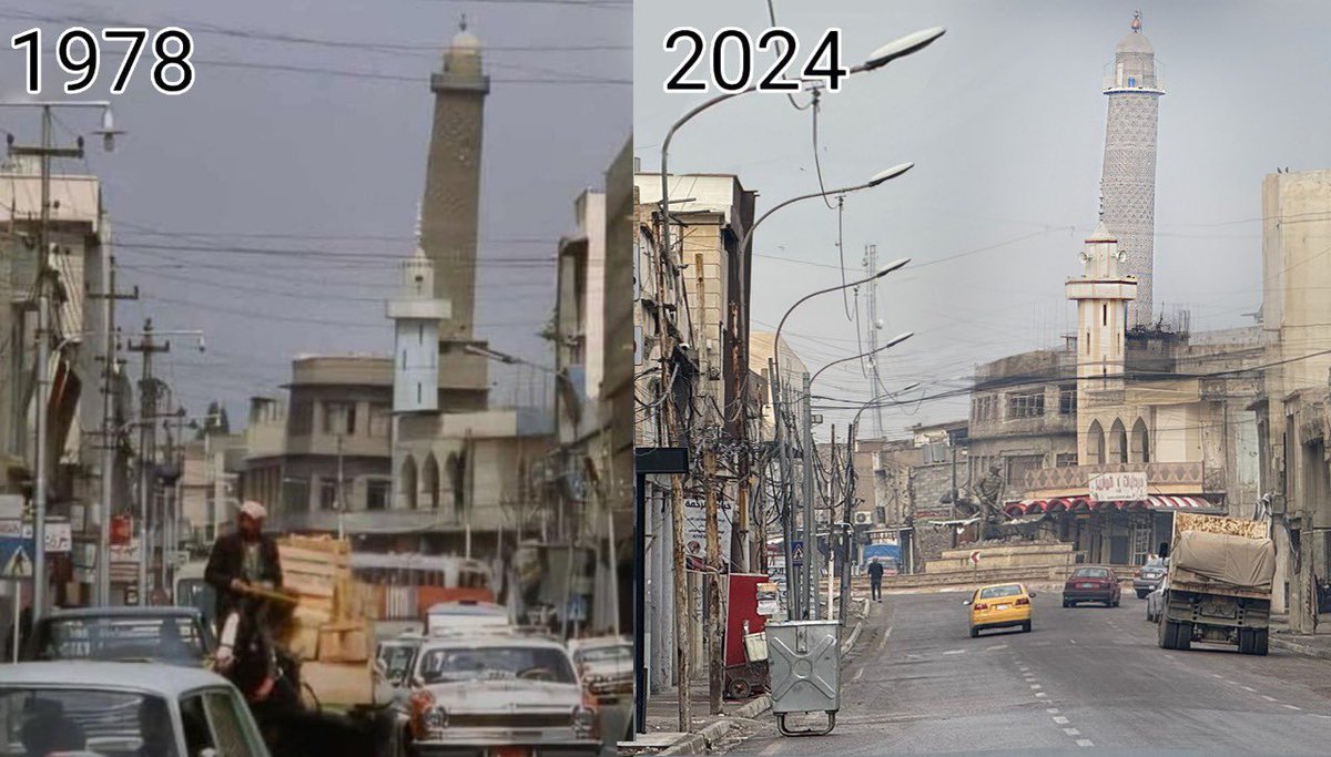 صور مذهلة مئذنة الحدباء،رمز الموصل وصمودها لأكثر من ثمانية قرون،دُمرت في الحرب لكنها عادت بفضل مبادرة اليونسكو  #إحياء_روح_الموصل بدعم الإمارات بالشراكة مع الحكومة العراقية المميز ان المئذنة استُعيدت بطرازها الأصلي وهيئتها الجميلة، لتظل شاهداً على إرث الموصل العريق وإرادة أبنائها