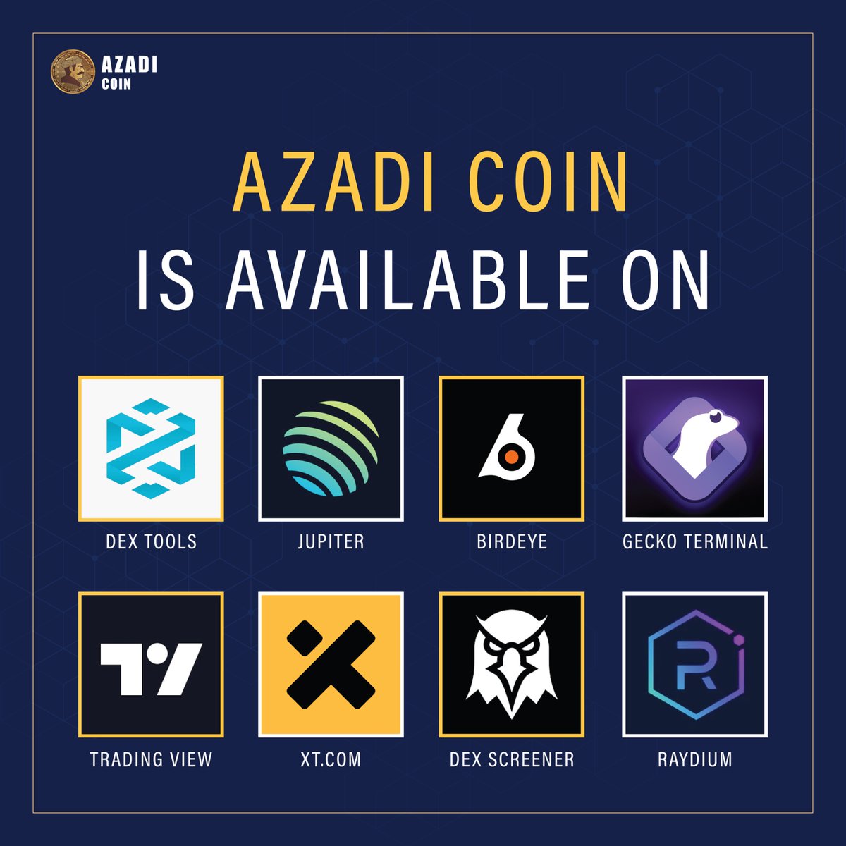 💎 AzadiCoin is Now Available on Multiple Platforms! 💎

Great news! You can now trade $AC on top platforms, making it easier than ever to invest and grow your portfolio. 🚀

📈 Don’t miss out—invest now and be part of the future of crypto!

#AzadiCoin #CryptoInvesting #TradeNow