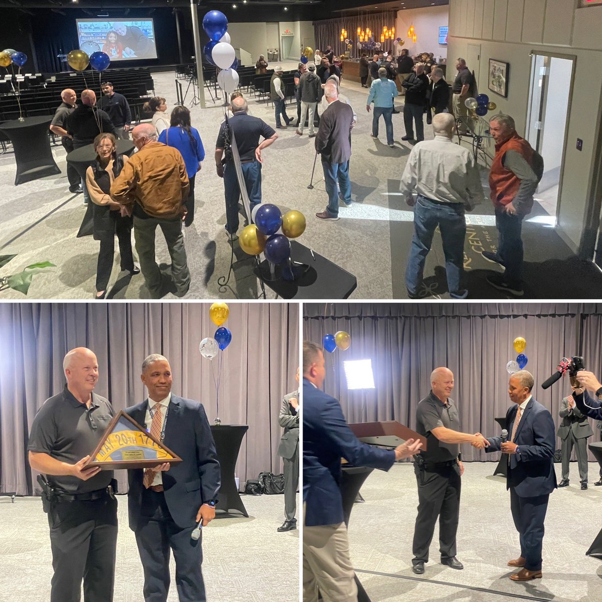 Chief Leonard’s Retirement Reception is underway! 

Thank you to NC Dept of Public Safety Secretary Eddie Buffaloe for today’s flag presentation in honor of Chief Leonard’s service to the Wake Forest Community!

Drop in anytime until 7 pm a special program will begin at 6 pm!