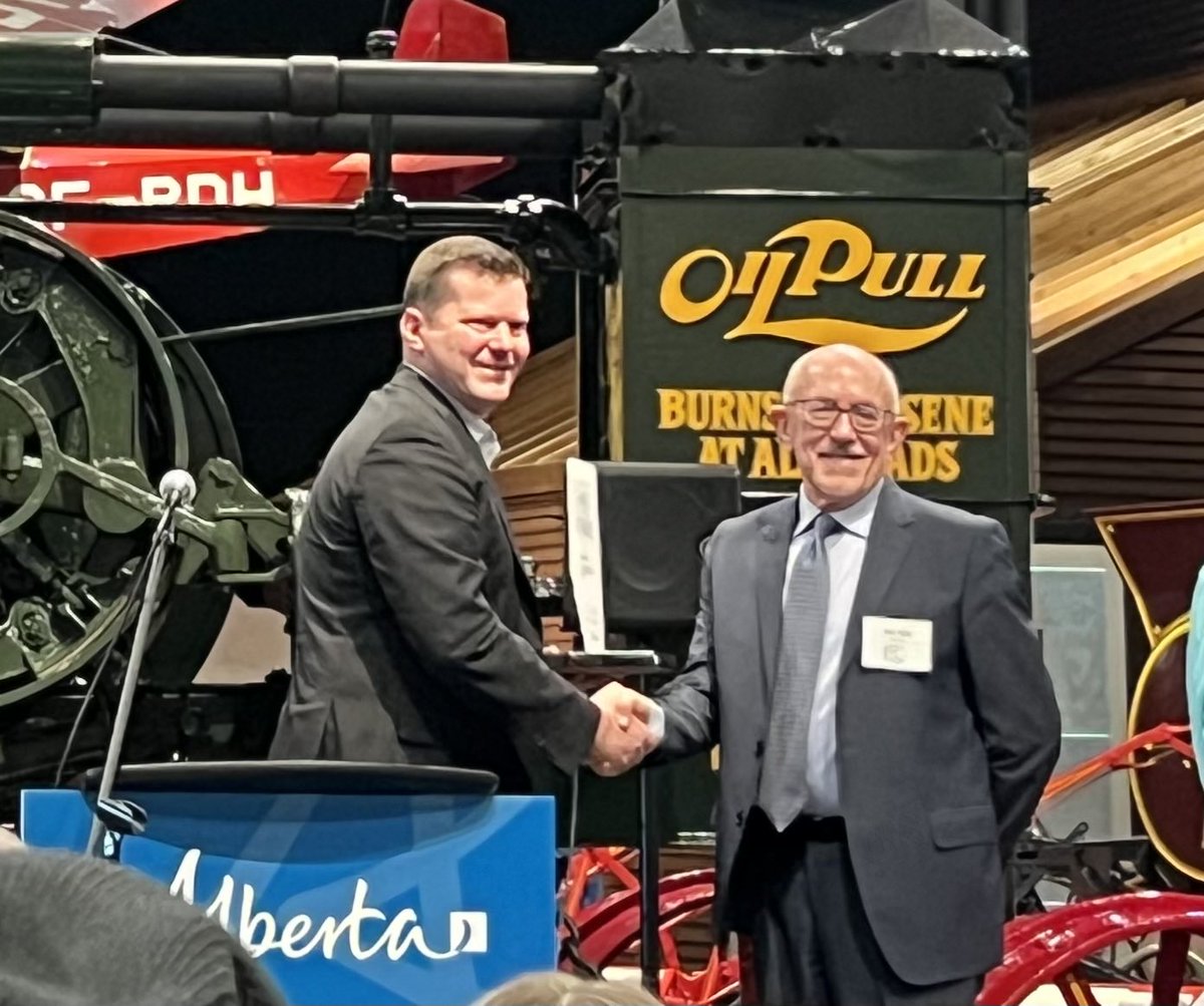 Blair Roth inducted into the Alberta Agricultural Hall of Fame by  Minister R J Sigurdson. 2024. Special Crops and helped established the Alberta Pulse Growers. Congratulations to a tireless advocate. #Albertapluse