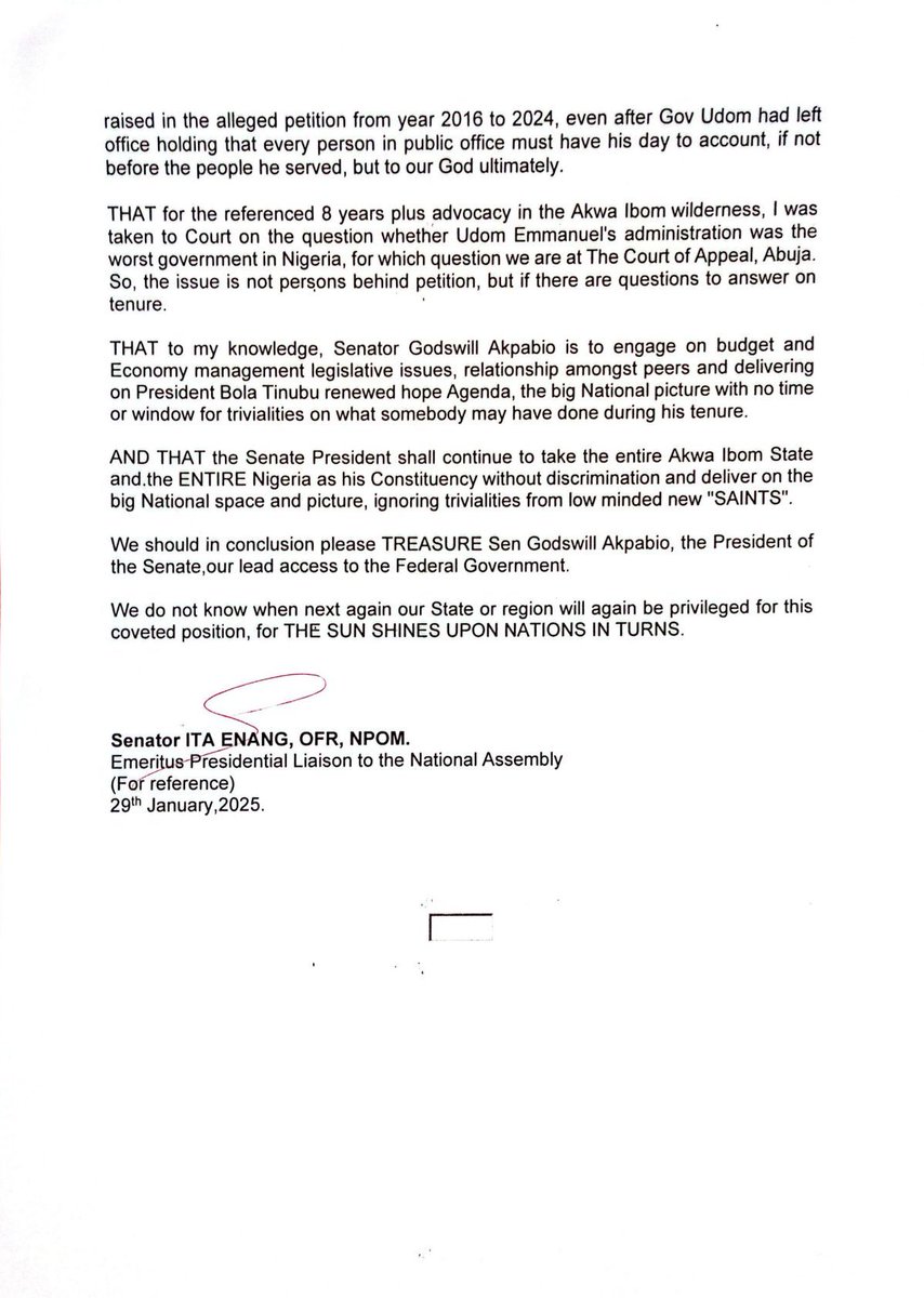 Sen. ITA ENANG, OFR tweet media