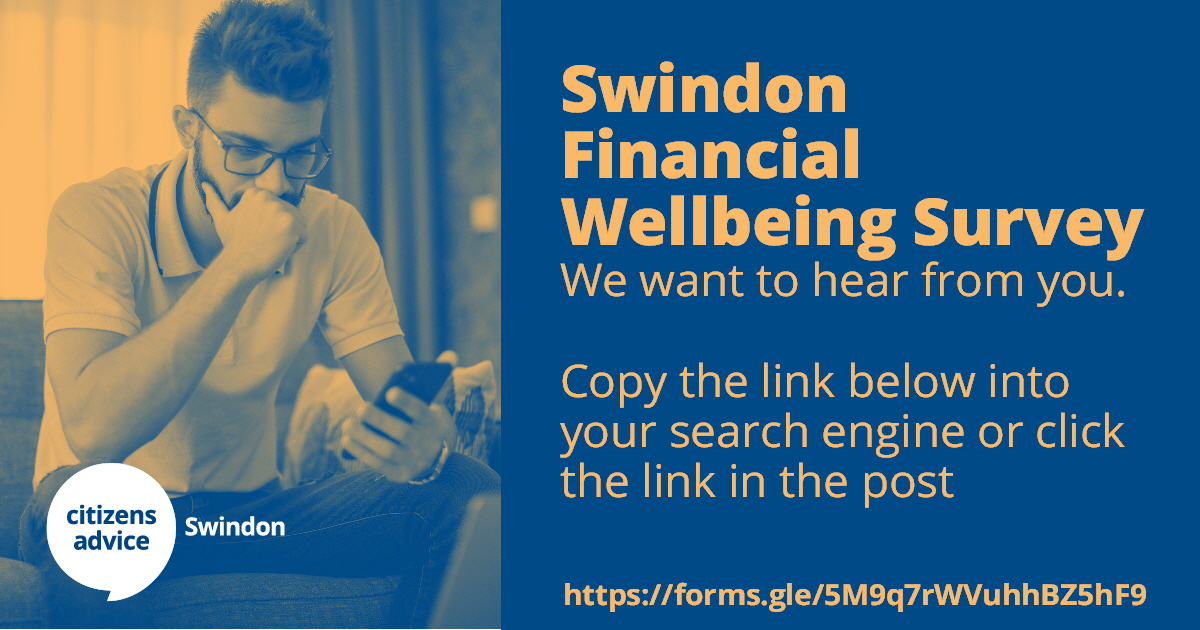 Live in Swindon? Can you spare a minute to help us?
tinyurl.com/Financial-Well…
We're running a survey for Swindon residents on how rising costs affect everyday finances, and the impact on health and wellbeing.
Your views will help inform future priorities and help available.