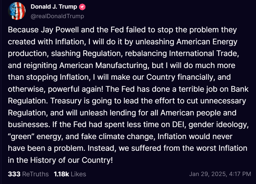matt_kohrs's tweet photo. Trump's response to Powell --> https://t.co/yafCJs0N01