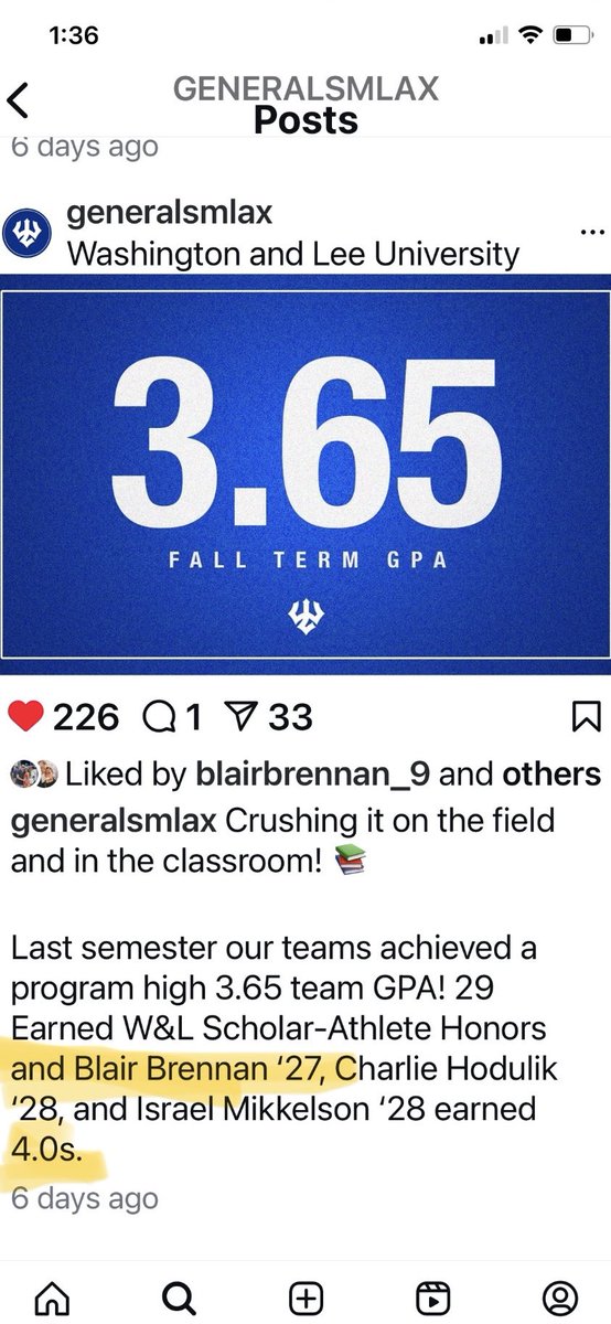 Congrats to <a href="/blairbrennan79/">blair brennan</a> for doing greats things on and off the field at W&amp;L <a href="/CoachSothoron/">Jay Sothoron</a> <a href="/ESDLAX/">Episcopal Dallas Lacrosse</a> 🦅🦅🥍🥍
