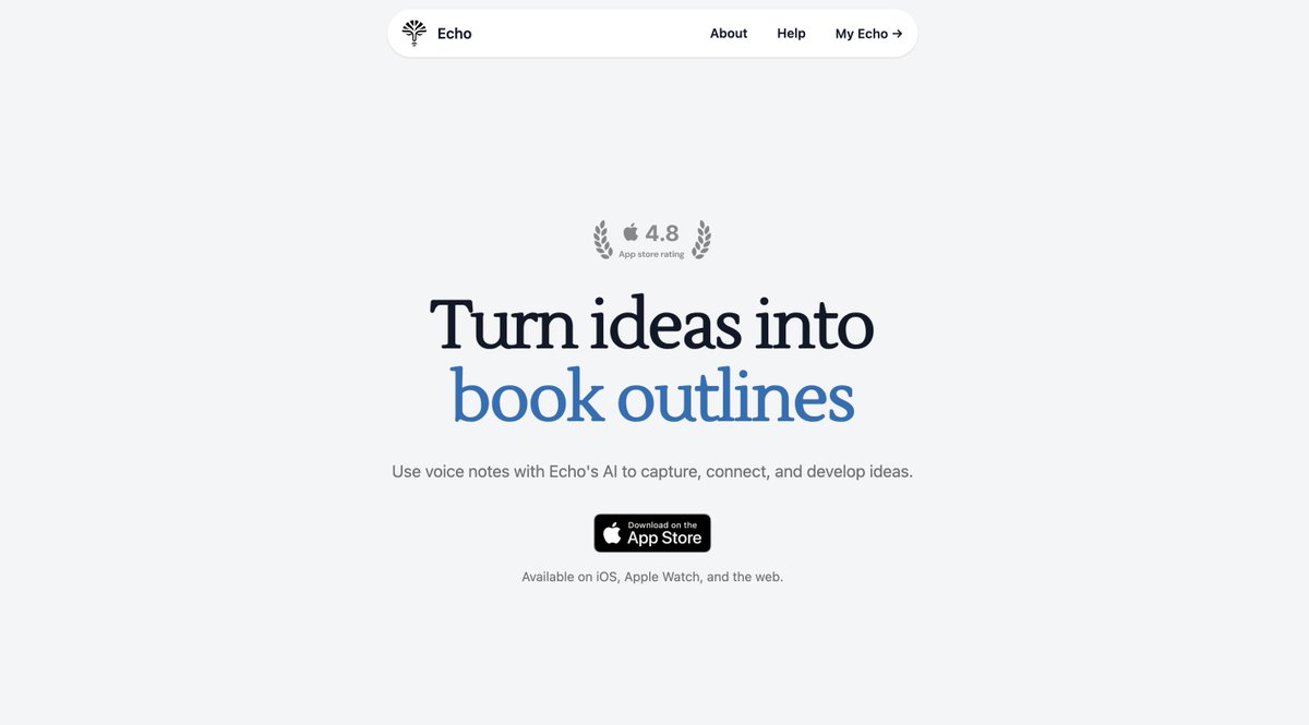 👀 Website update

Use voice notes and Echo's AI to capture, connect, and develop ideas. 

echonotes.ai