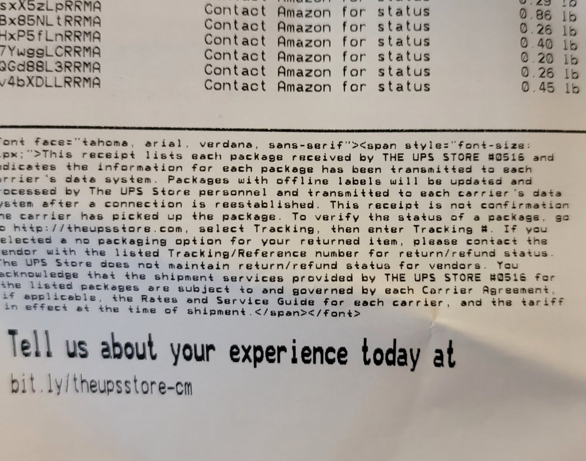 hotazgirl1's tweet photo. Sorry, #UPSStore, but you asked 💁♀️
I think I did an excellent job with the 10 Returns that I had. I think I was very efficient with scanning the code on my phone and then tapping confirm on the screen and bagging and putting the postage sticker on it. I feel I get quicker as I go each time. I did do this work for free so if you would like to compensate me any way, that is entirely up to you.
I really liked when I could go to The UPS Store, and I was a customer and not a makeshift employee, and the actual employees just stare at me and I do the work.
Before they moved into this location, they would take my Amazon returns. It was nice because I could get my phone out to scan each one, as they bag it.
