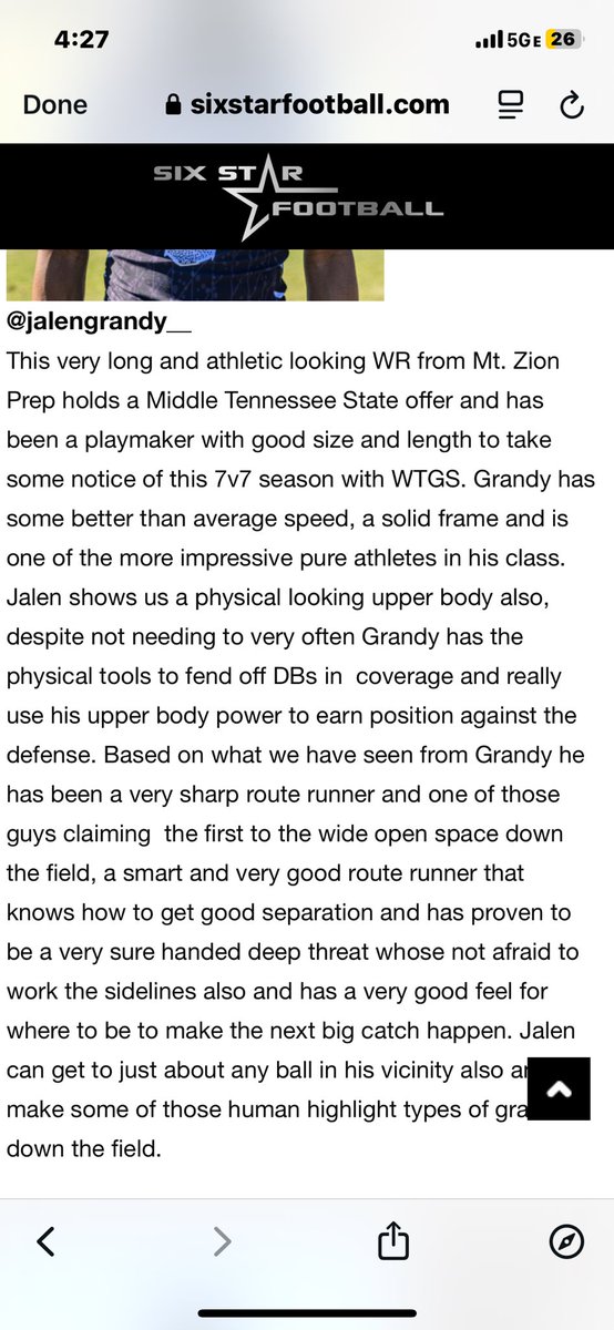Thank you <a href="/sixstarfootball/">Six Star Football | PLUS+</a> for recognizing my hard work this is only the beginning of my journey <a href="/EdOBrienCFB/">EdOBrienCFB</a> <a href="/MohrRecruiting/">Brian Mohr</a> <a href="/CoachTay_C2C/">“Leave Your Mark, City2City”</a> <a href="/wtgssports/">WTGSSPORTS</a>