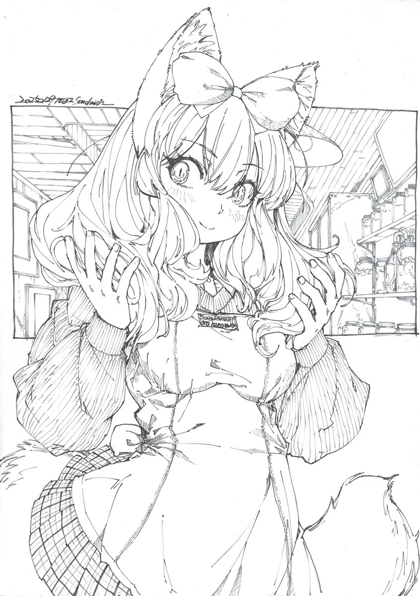 A3で描いたバイトアネさん。スキャン版。 