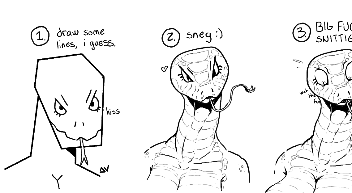mr_dee_vee's tweet photo. ∆V's simple 2-step snake drawing tutorial. enjoy! :) https://t.co/tBNPu3FpZI