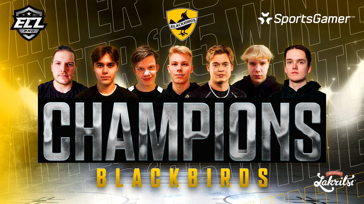 Congratulations to the #ECL25Winter Pro Champions - @BlackbirdsNHL - We'll see you in Elite! 🏆

The Champions: miiixu96, <a href="/I0LL1_/">Olli Sorsa</a>, Jeerik17, <a href="/sopulii04/">Lauri Enström</a>, ONN122, aomyo6195 &amp; <a href="/kibeeex/">Tommi Lehtimäki</a> 

#eHockey #NHL25 #KouvolanLakritsi
