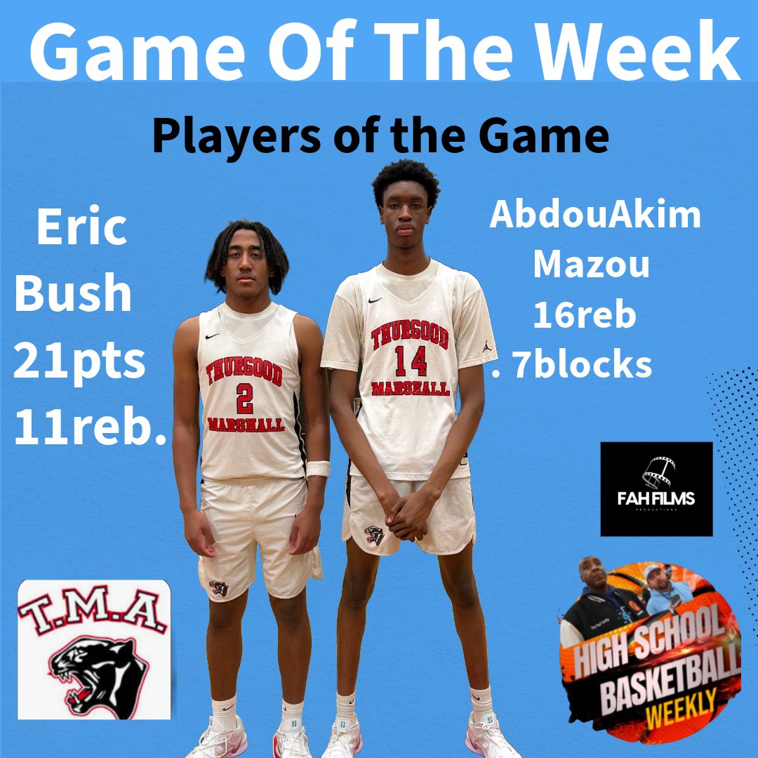 Basketballheadzz Presents Game of the Week w/ @tmapantherpride The Panthers defended home court by defeating @dwchshoops Clinton HS 55-52. ‘26 Eric Bush led w 21pts 11reb. ‘25 G Ahmad Torrence chipped in w/16pts Gasst, ‘26 Julian Harris 13pts 4asst “25 AbdouAkim Mazou 16reb 7blks