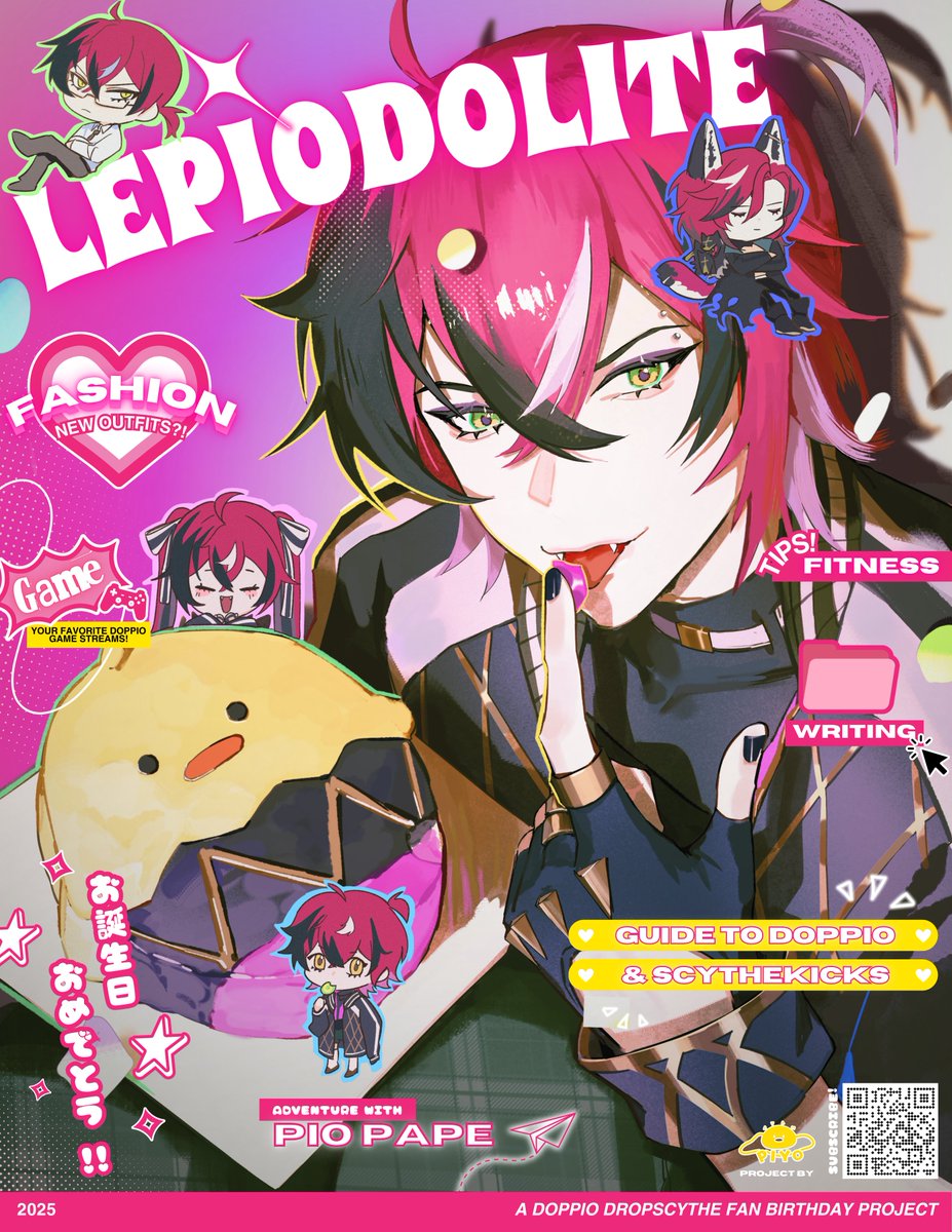 Happy Birthday, Doppio!🥳 #HBDoppio2025 

In celebration of your 3rd Birthday, we have organized a birthday fanzine as a gift for you and Scythekicks! 🐣We hope you'll have fun looking through it, cause we certainly had lots of fun making it together!

🔗: lepiodolite2025.carrd.co