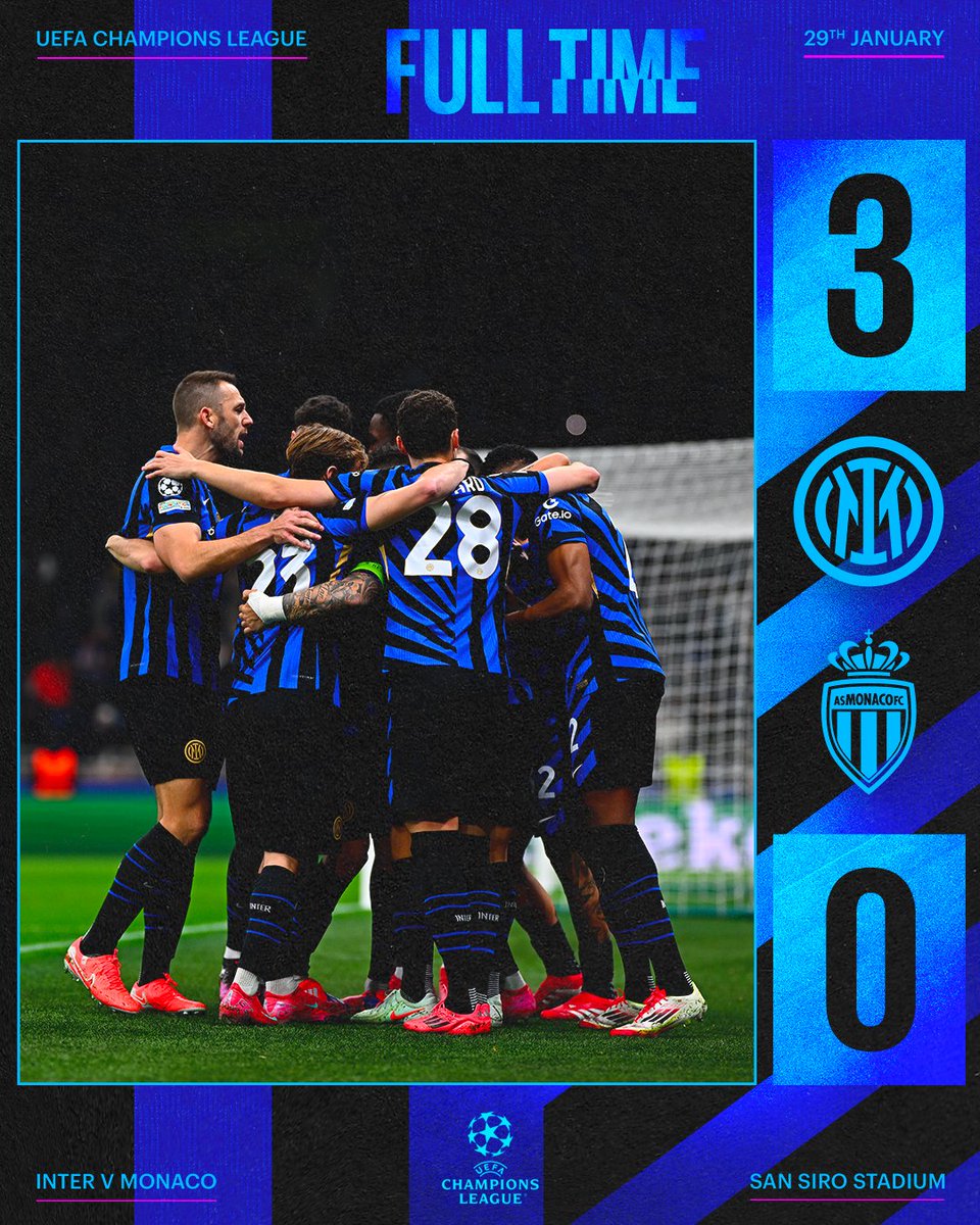 Inter's tweet image. 3️⃣ GOL PER CHIUDERE IL DISCORSO OTTAVI DI FINALE 💪

#ForzaInter #InterMonaco #UCL