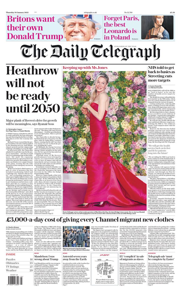 TELEGRAPH: Heathrow will not be ready until 2050 #TomorrowsPapersToday