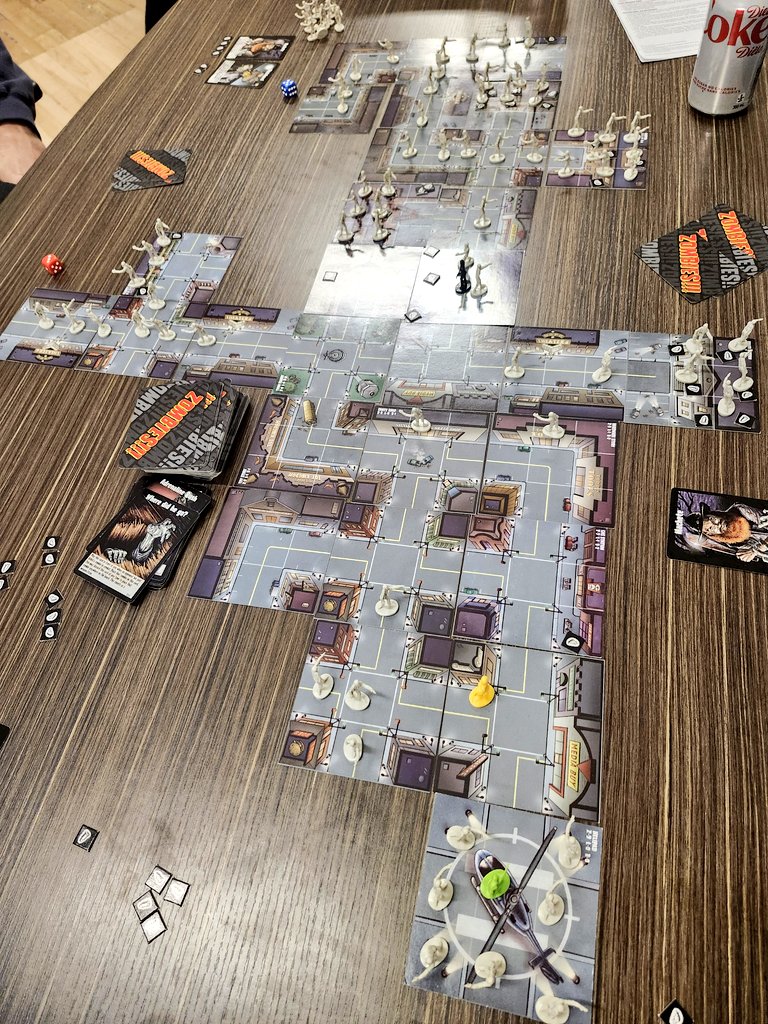 A new play of one of the first games in my modern hobby experience. Owned and sold 20+ years ago. 

Zombies!!! by Twillight Creations

All I can say is I remembered the zombies being more of a threat.  None of us so much as lost a life.  Not a game I need.  Looks pretty though.