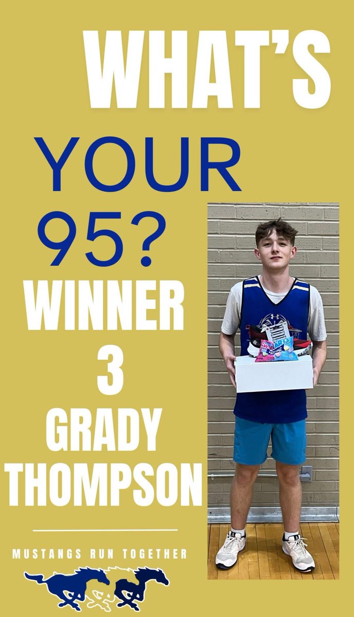 Our 3rd award is for "Hypest Bench Player" and that goes to Grady Thompson! A team is nothing without a hype man. So glad we have Grady!  He was gifted Curry's, Sweet-tarts and a Chipotle gift card. Congrats to Grady!🏀
#WhatsYour95%?
#Philippians2 
#MustangsRunTogether