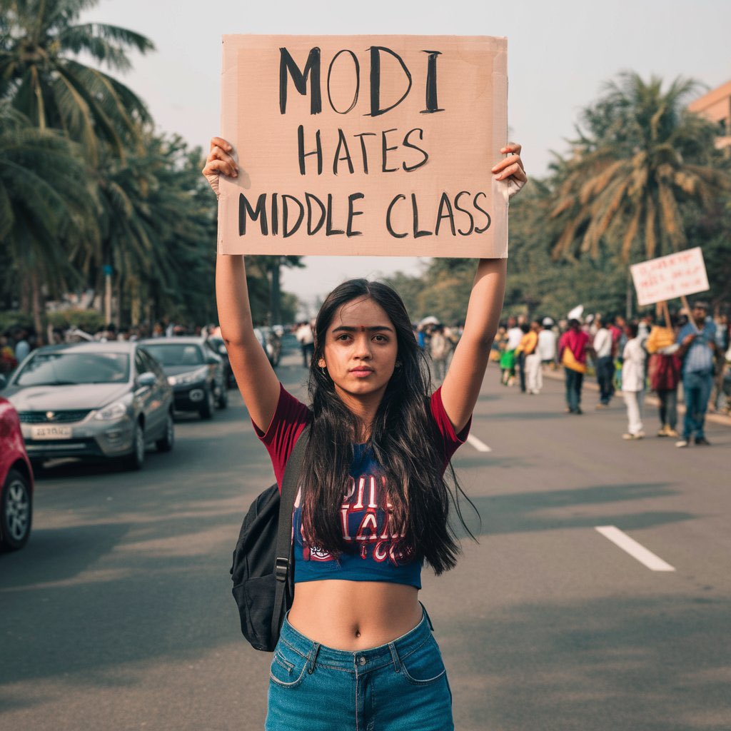 SALAMMASS1's tweet image. MODI HATES MIDDLE CLASS? Or is the middle class just tired of being ignored? Let’s talk about jobs, inflation, and the real issues.  #ModiControversy #MiddleClassStruggles #JobsCrisis #InflationHurt #EconomicReality #BJP #MiddleClassVoices