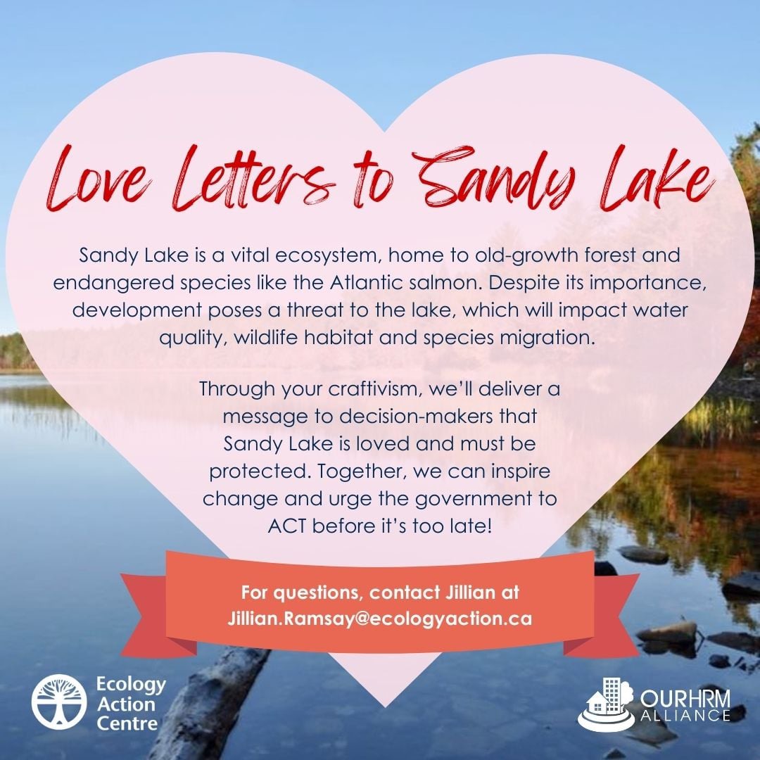 Join us on Feb 11 for an evening of craftivism to create Valentine’s cards for local leaders, showing love for Sandy Lake—an essential ecosystem at risk. 🦋🌲 Let’s protect it together!📍6–9 p.m. Wonder’neath Art Society. Free &amp; drop-in! Supplies provided.
#SaveSandyLake