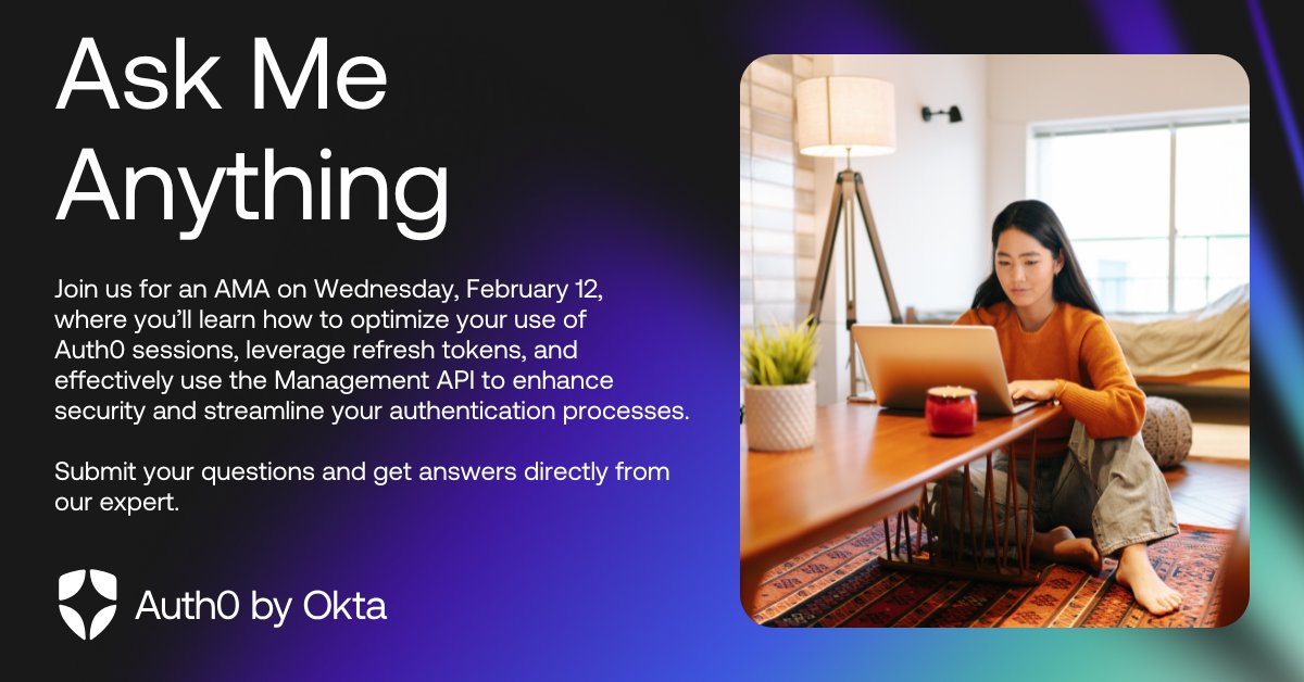 Auth0Community's tweet photo. Join us for our next #AMA on February 12th to learn about Auth0 sessions, refresh tokens, and how to effectively use Management API to enhance security and streamline your authentication process.

Submit your questions today: https://t.co/ewZLKSErD7

#Auth0Community #Auth0Support https://t.co/JozYPy0M8E