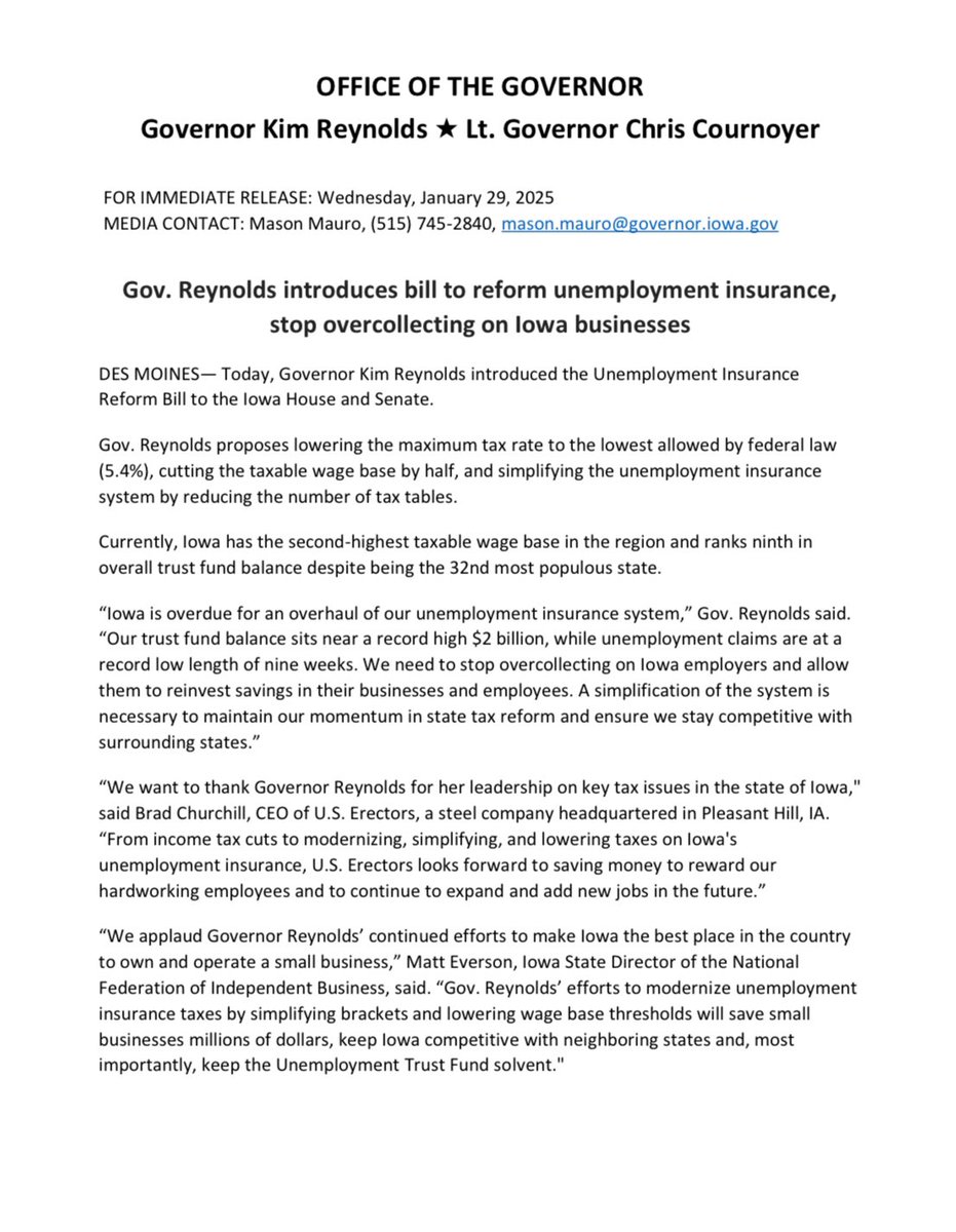 Gov. Kim Reynolds tweet media