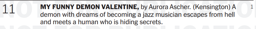 Triada US Lit Agency (@triadaus) on Twitter photo Huge congratulations to Aurora Ascher whose MY FUNNY DEMON VALENTINE is on the <a href="/nytimes/">The New York Times</a> bestseller list!🎉#TeamTriada Huge congratulations to Aurora Ascher whose MY FUNNY DEMON VALENTINE is on the <a href="/nytimes/">The New York Times</a> bestseller list!🎉#TeamTriada