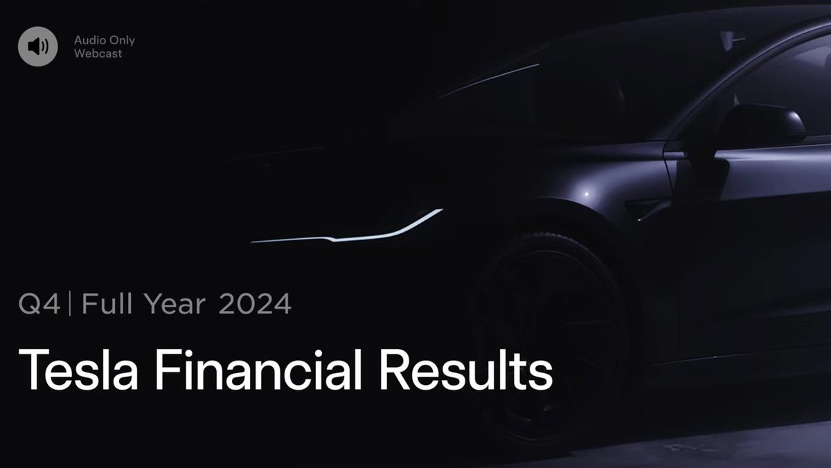 DriveTeslaca's tweet photo. The Tesla Q4 and 2024 earnings call livestream has started.

X - https://t.co/qAGmwHsenC
YouTube - https://t.co/0jzlglv28O https://t.co/c9G05MNszW