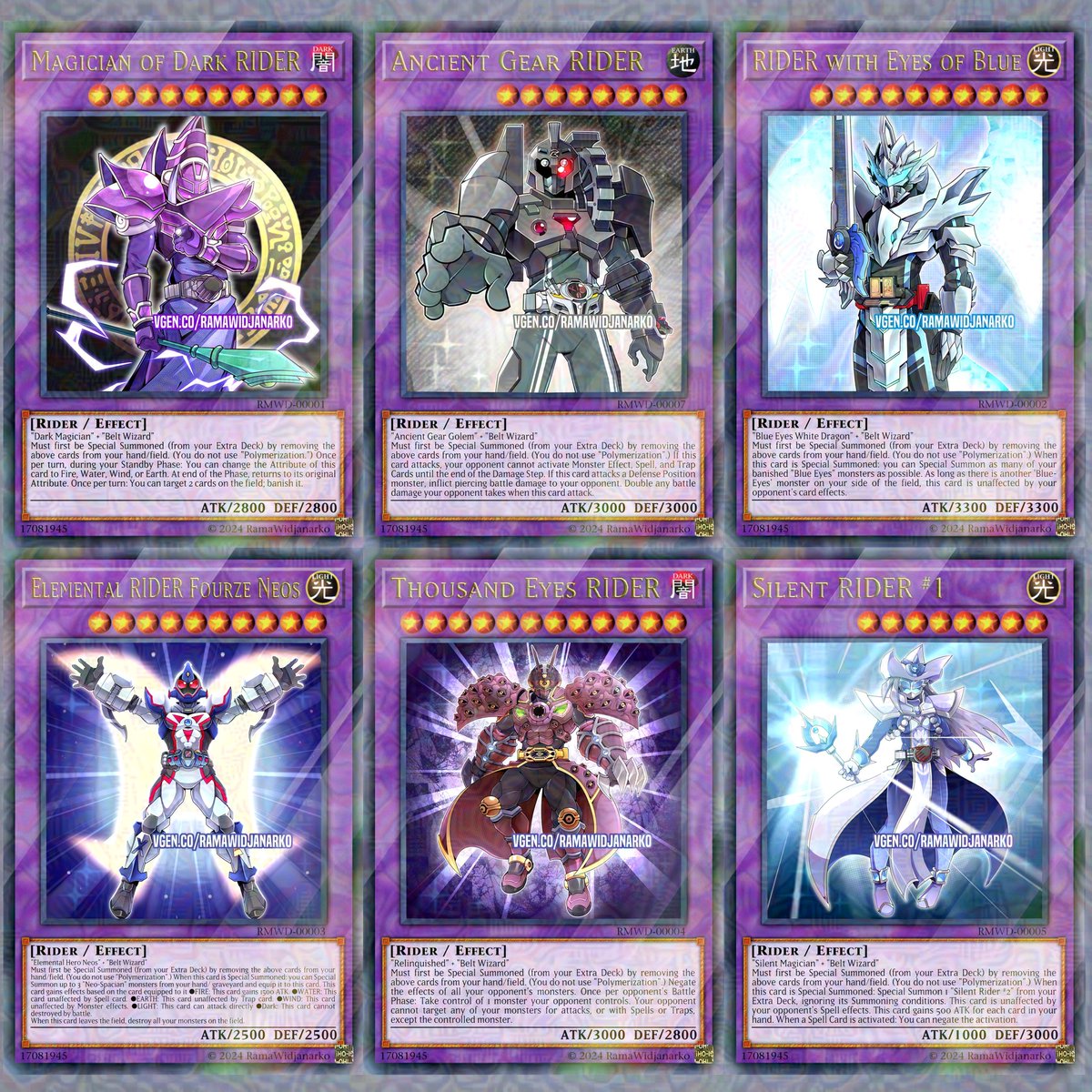 Here's the card version of Yu-Gi-Oh! x Kamen Rider! The gimmick : Every  archetype can include 1 to 2 Rider Fusion cards + a 'Belt Wizard.' Also did  some errata to previous