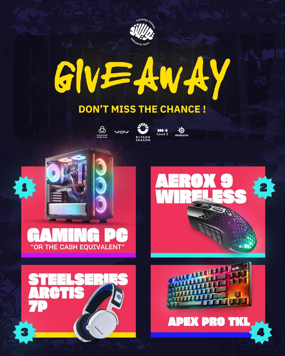 twis cold (@coldfv) on Twitter photo We are giving back to the community with <a href="/TwisMinds/">Twisted Minds 🧠</a> and <a href="/SteelSeries/">SteelSeries</a> 🧠
Four prizes for four winners. Now’s your chance to win a PC, headset or mouse. 🔥
- Follow <a href="/TwisMinds/">Twisted Minds 🧠</a>, <a href="/coldfv/">twis cold</a>
- Retweet
#TwistTheGame We are giving back to the community with <a href="/TwisMinds/">Twisted Minds 🧠</a> and <a href="/SteelSeries/">SteelSeries</a> 🧠
Four prizes for four winners. Now’s your chance to win a PC, headset or mouse. 🔥
- Follow <a href="/TwisMinds/">Twisted Minds 🧠</a>, <a href="/coldfv/">twis cold</a>
- Retweet
#TwistTheGame
