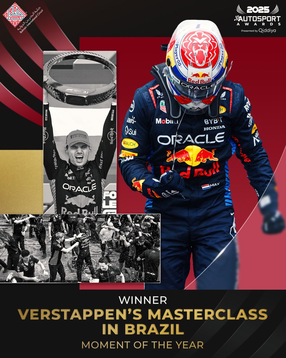 Autosport (@autosport) on Twitter photo Max Verstappen's unforgettable drive in Brazil has been voted the Moment Of The Year at the #AutosportAwards ๐๐ง๐ท
<a href="/BAH_Int_Circuit/">Bahrain Int. Circuit</a> Max Verstappen's unforgettable drive in Brazil has been voted the Moment Of The Year at the #AutosportAwards ๐๐ง๐ท
<a href="/BAH_Int_Circuit/">Bahrain Int. Circuit</a>