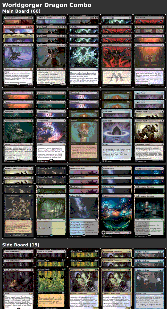 MtgExpress's tweet photo. MO競技大会
上位入賞デッキ紹介✨
IN #レガシー

Legacy Challenge 32 2025-01-22
🏆優勝　：Dimir Reanimator
🥈準優勝：Necrodominance Combo

🆙ピックアップデッキ

✅BG (3位)
✅Worldgorger Dragon Combo (5位)

#mtg #mtgjp https://t.co/QrmajI0DYW