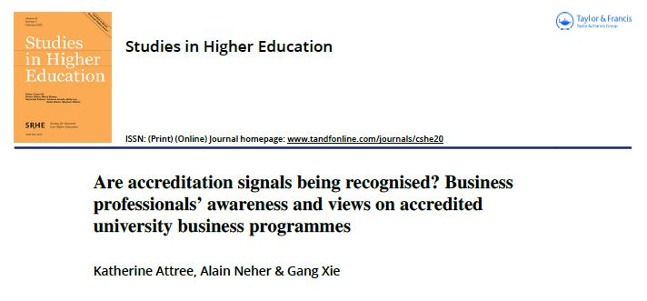 AttreeKath's tweet photo. Just published: Our study on the Australian business community’s awareness of international &amp; professional accreditation bodies #AACSB &amp; #EQUIS revealed surprising findings! Full article in #StudiesinHigherEducation: https://t.co/7TSxct2HX9 https://t.co/z49l6eI13X